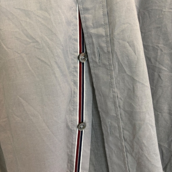 Bugatchi Men's Gray Shaped Fit Button Down Shirt Size Large with Ribbon Detail - Picture 2 of 7